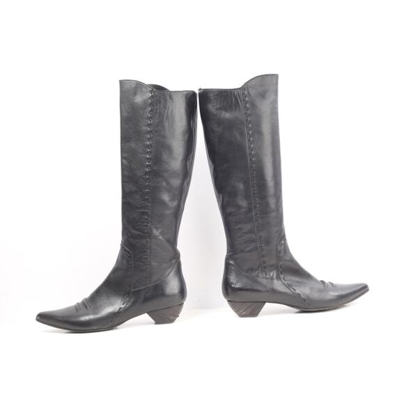 JOHN FLUEVOG Britney Black Leather Knee High Western Cowgirl Boots Size 10.5 - Picture 13 of 16